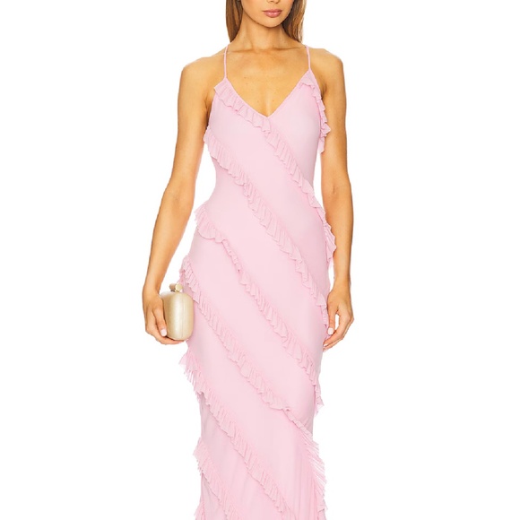 🆕 Runaway The Label Barlow Maxi Dress in Light Pink - Picture 1 of 5